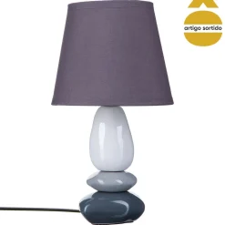 Candeeiro de mesa com 3 pedras em cerâmica