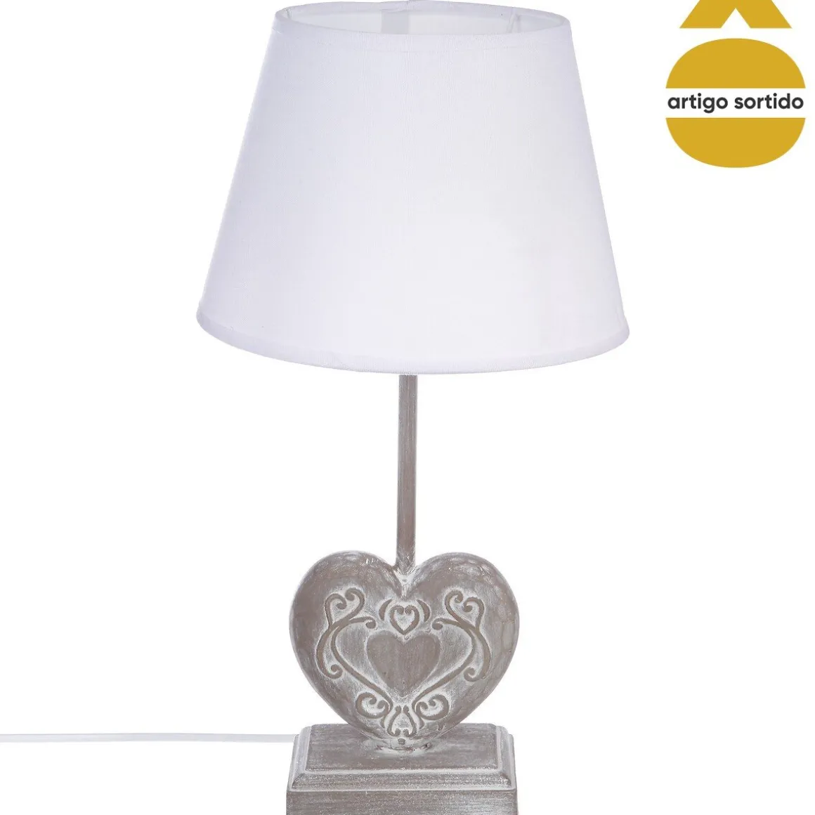 Candeeiro de mesa coração em madeira