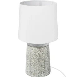 Candeeiro de mesa CYRIL branco com base decorada