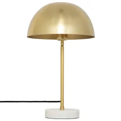 Candeeiro de mesa em metal dourado com base de mármore