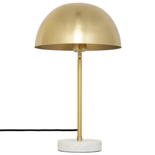Candeeiro de mesa em metal dourado com base de mármore