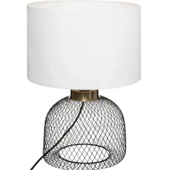 Candeeiro de mesa emie branco e preto em metal