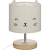 Candeeiro de mesa gato cinza 21x15cm