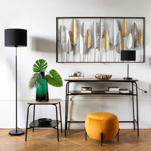 Candeeiro de mesa jule preto e dourado