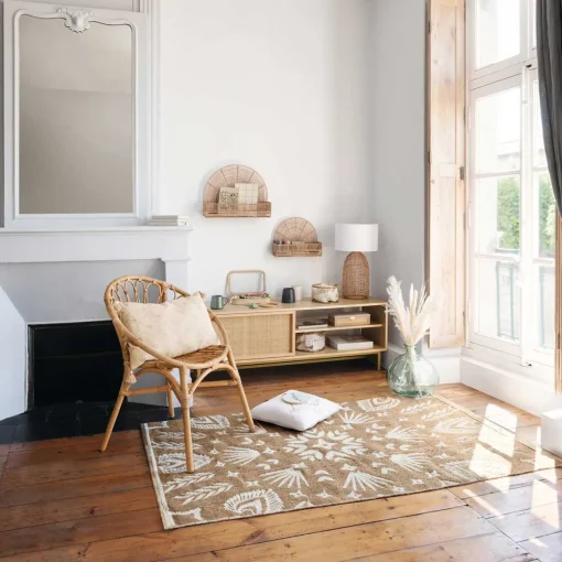 Candeeiro de mesa KARLA em rattan bege e branco