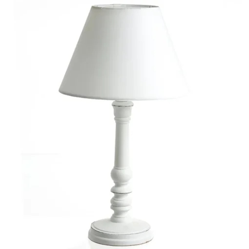 Candeeiro de mesa LEO branco em madeira