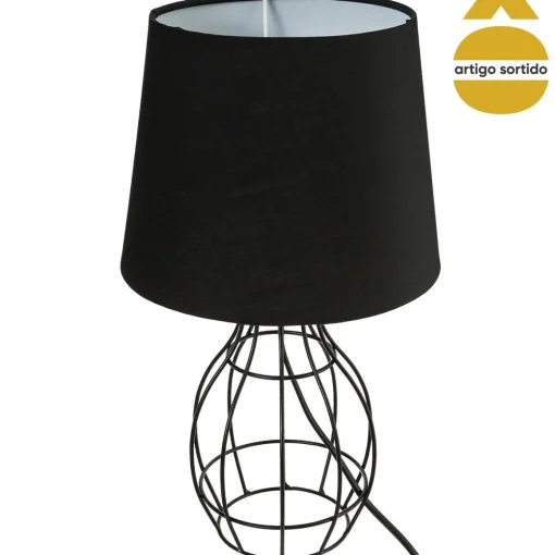 Candeeiro de mesa moca preto com base em metal