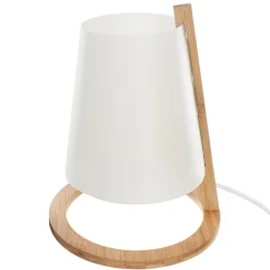 Candeeiro de mesa PITA branco com suporte em bambu