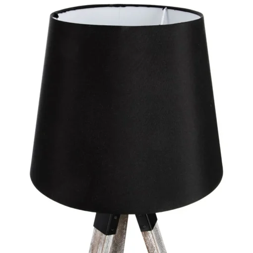 Candeeiro de mesa RUNO preto com tripé em madeira