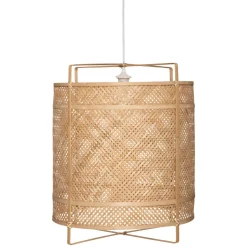 Candeeiro De Teto Bege Em Bambu 60cm