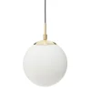 Candeeiro de teto dourada com bola de vidro e metal