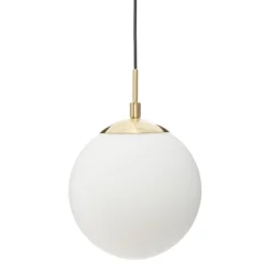 Candeeiro de teto dourada com bola de vidro e metal