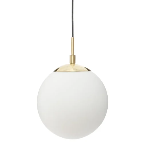 Candeeiro de teto dourada com bola de vidro e metal
