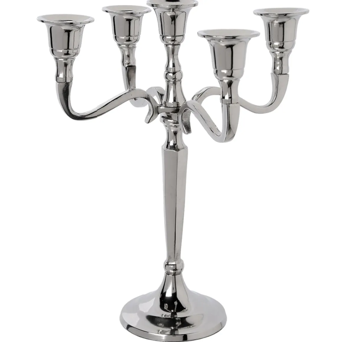 Candelabro em metal prateado para 5 velas