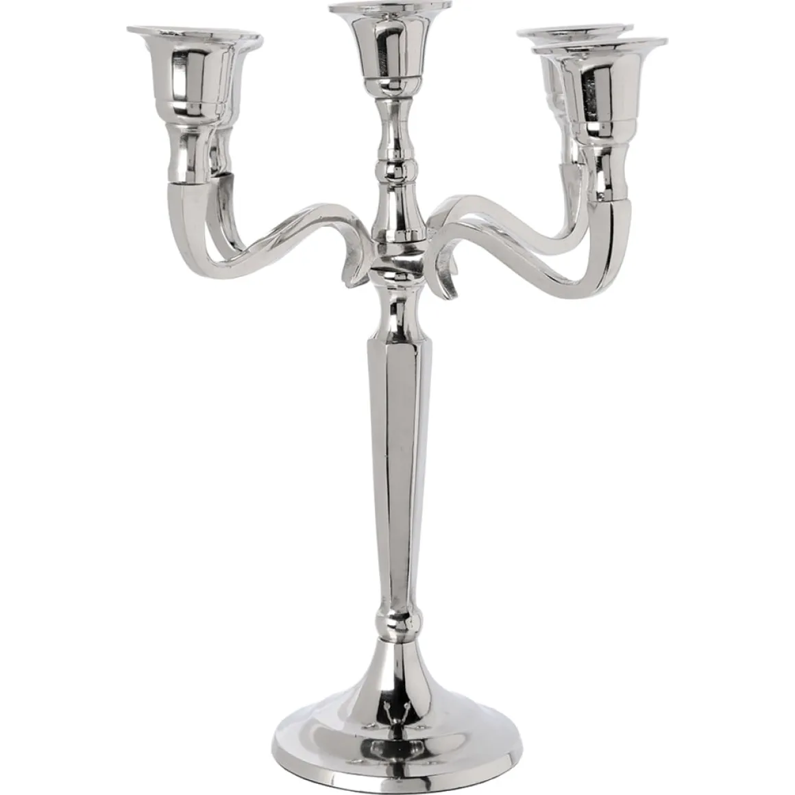 Candelabro em metal prateado para 5 velas