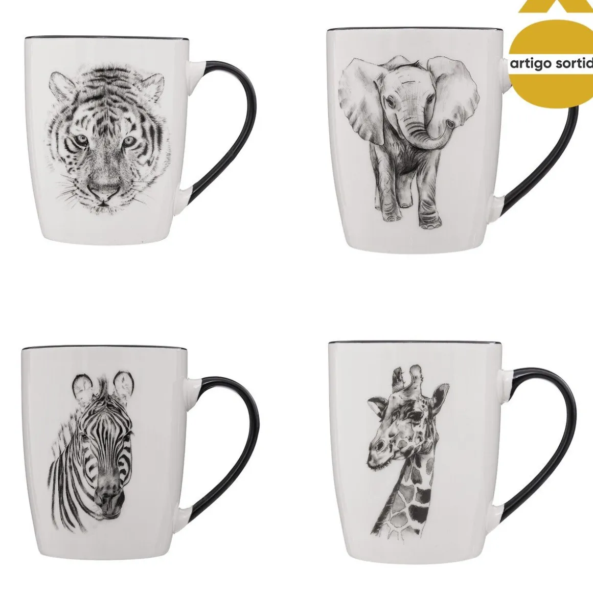 Caneca decorada SAFARI em porcelana 36cl