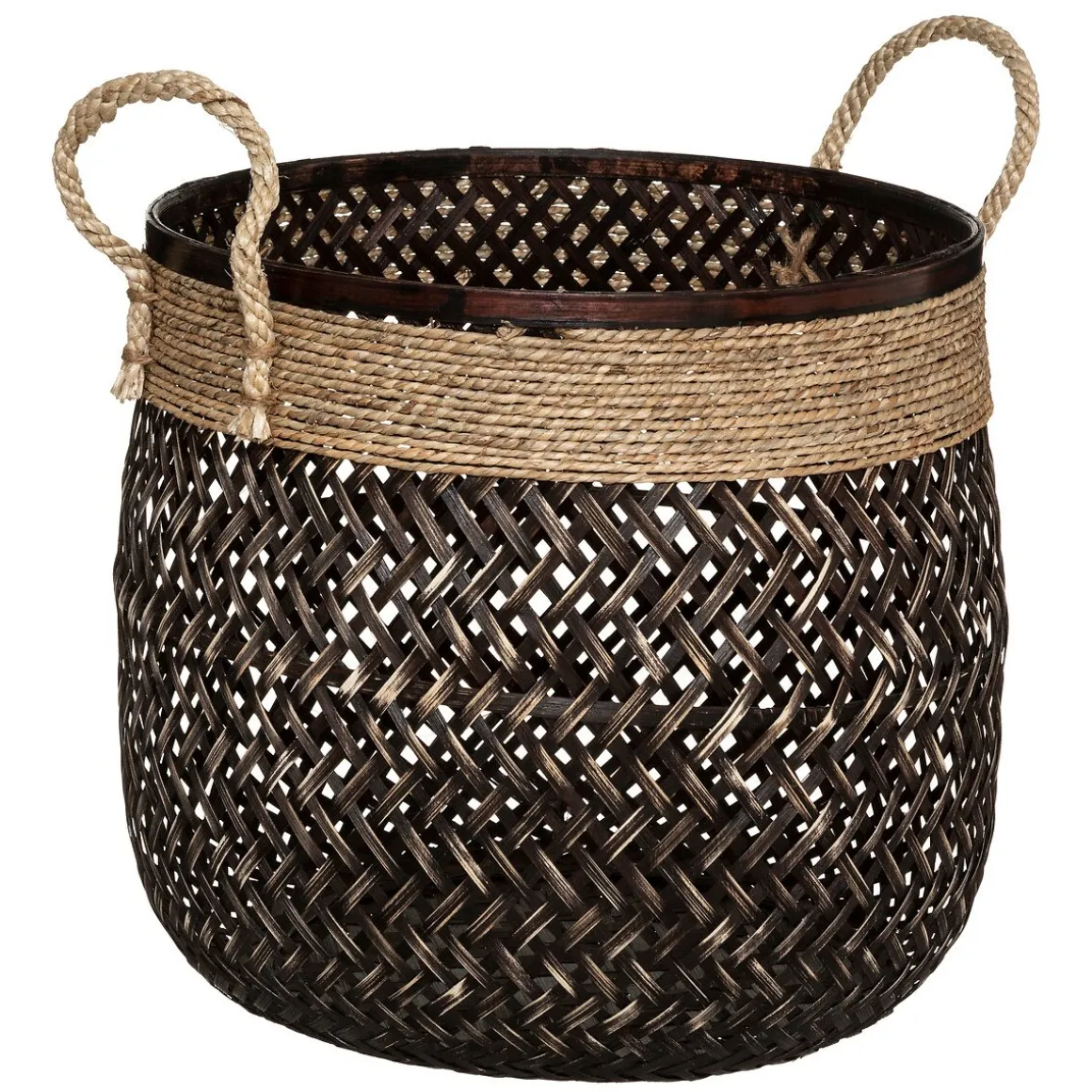 Cesto castanho de corda 34x37cm