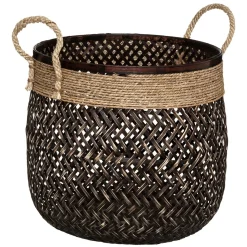 Cesto castanho de corda 24x30cm