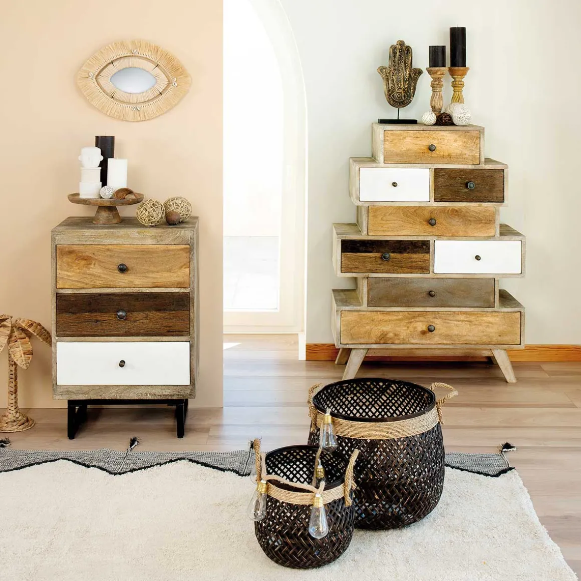 Cesto castanho de corda 24x30cm