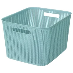Cesto de arrumação crochet azul 19l