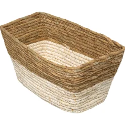 Cesto de arrumação em palha bege 15x31cm