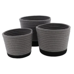 Cesto de arrumação wc cinza e preto em algodão 16cm