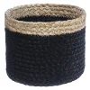 Cesto de juta 12x16cm preto e bege