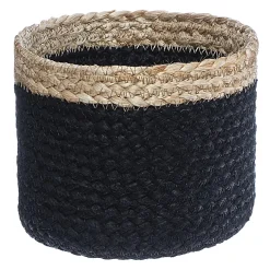 Cesto de juta 12x16cm preto e bege