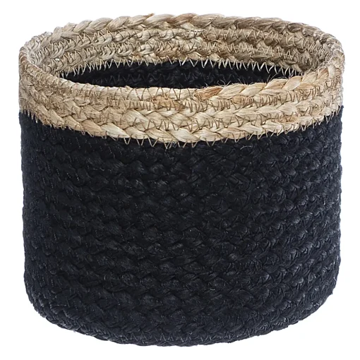 Cesto de juta 12x16cm preto e bege