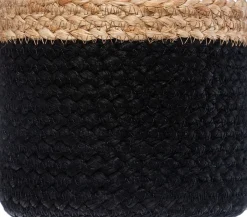 Cesto de juta 12x16cm preto e bege