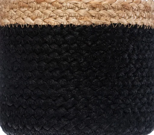 Cesto de juta 12x16cm preto e bege