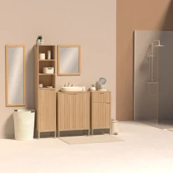 Cesto de roupa wc bege DUO 80l