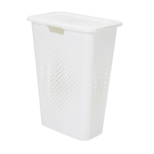 Cesto de roupa wc PIXEL branco com tampa 40l