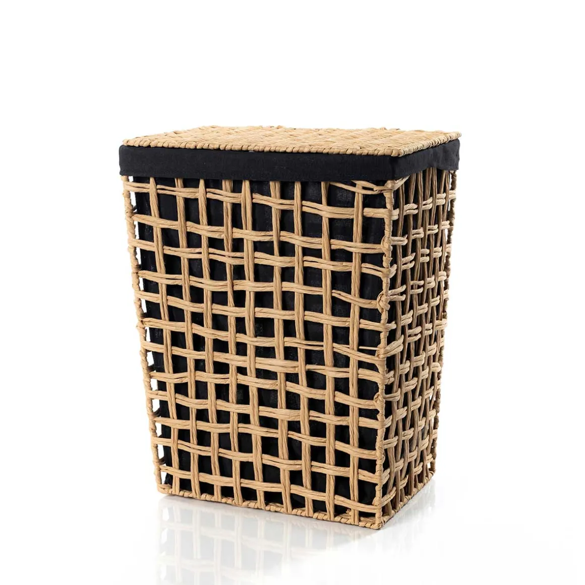 Cesto de roupa wc preto e bege 48cm