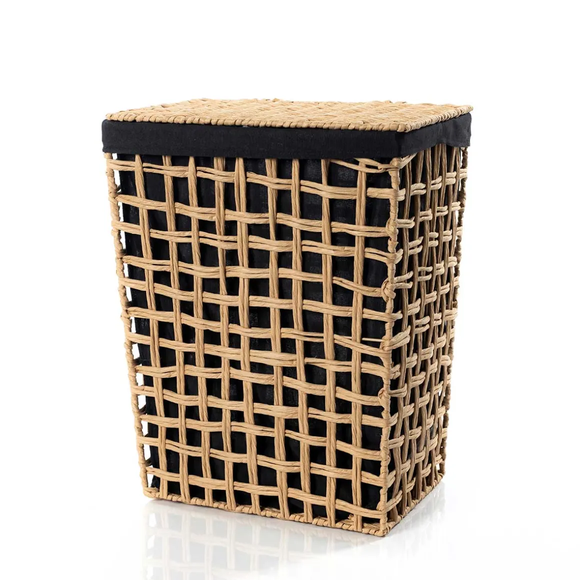 Cesto de roupa wc preto e bege 56cm