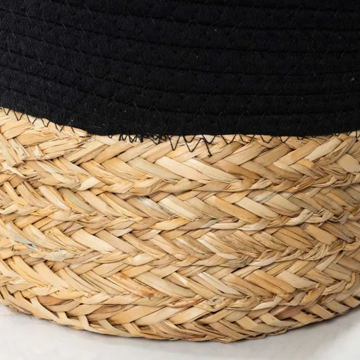 Cesto de roupa wc preto e natural 50cm