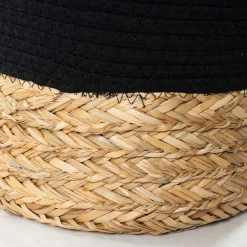 Cesto de roupa wc preto e natural 45cm