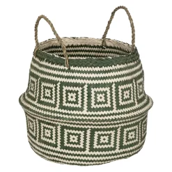 Cesto decorativo INGO seagrass verde com pegas