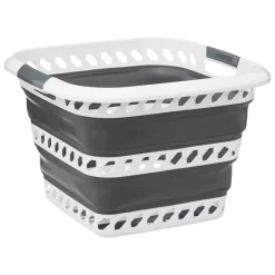 Cesto dobrável branco e cinza 40l