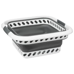Cesto dobrável branco e cinza 40l