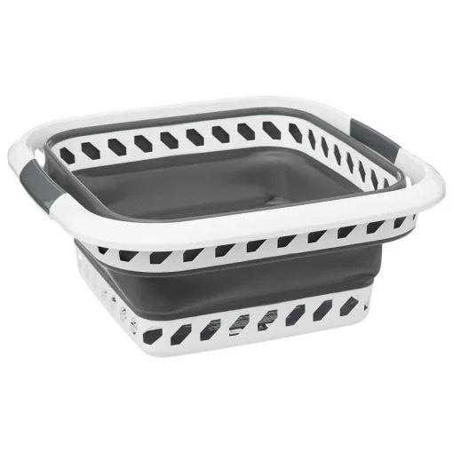 Cesto dobrável branco e cinza 40l