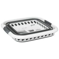 Cesto dobrável branco e cinza 40l