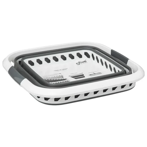 Cesto dobrável branco e cinza 40l