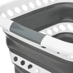 Cesto dobrável branco e cinza 40l