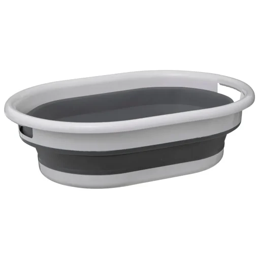 Cesto dobrável oval branco e cinza 21l