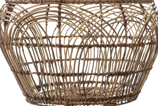 Cesto redondo bege em rattan 28x47cm