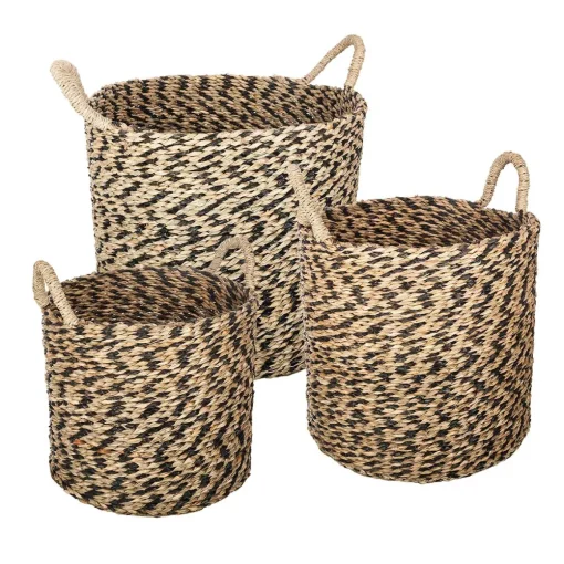 Cesto seagrass ETNIC com pegas 26x30cm