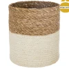 Cesto seagrass natural e branco 24cm