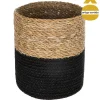 Cesto seagrass natural e preto 18x18cm