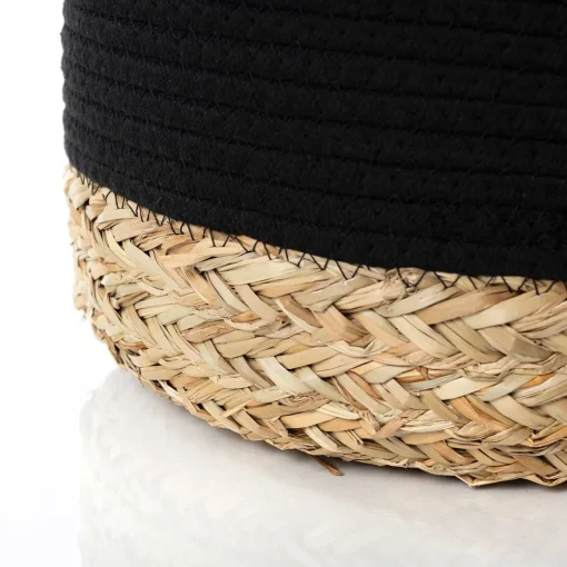Cesto wc preto e natural 25x32cm